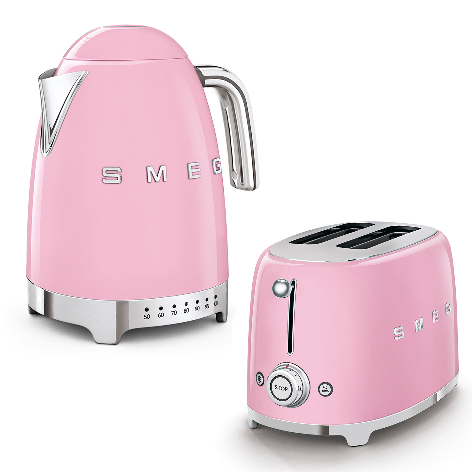 smeg set wasserkocher toaster pink 56673
