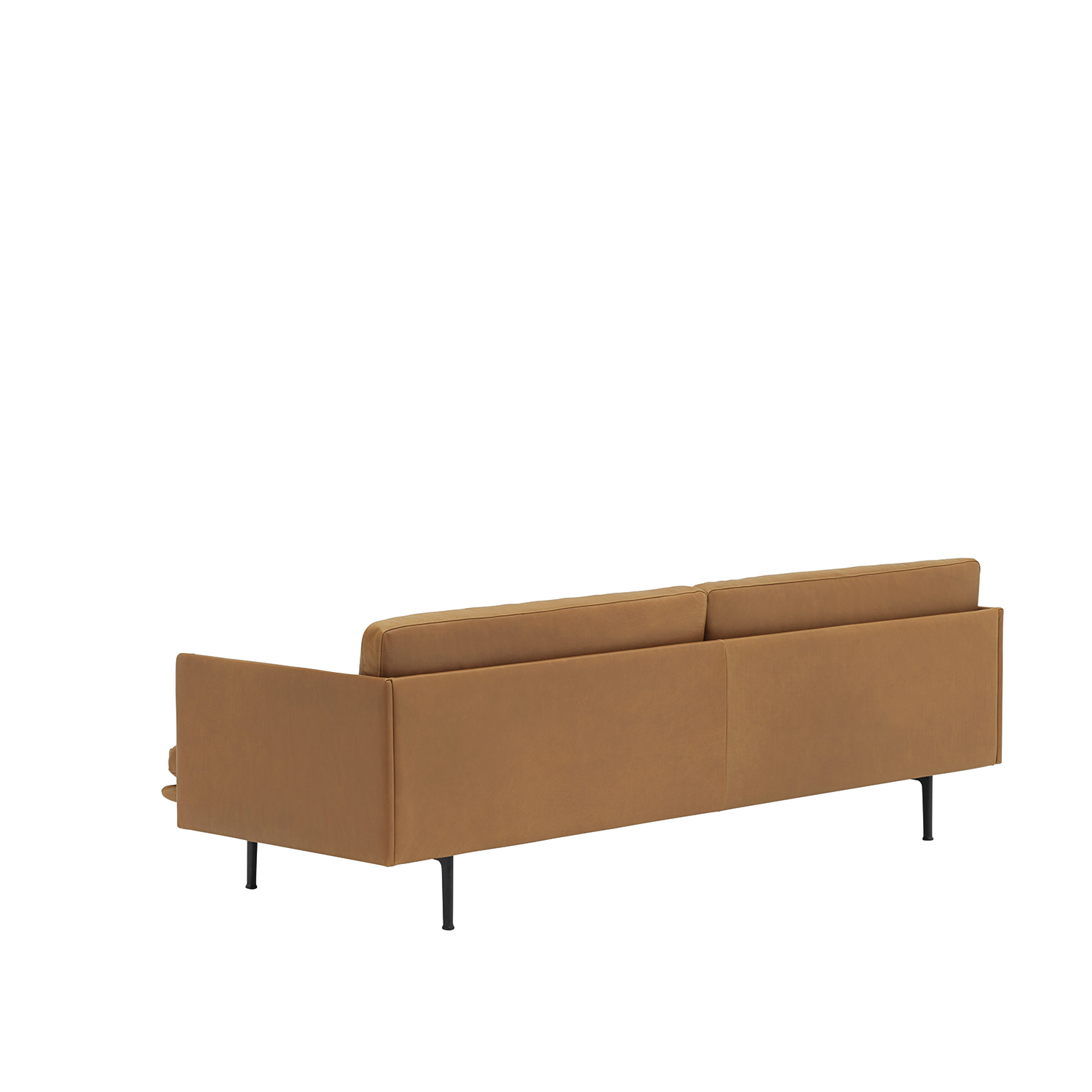muuto outline sofa 3 sitzer hinten 45 winkel cognac refine leather 83453
