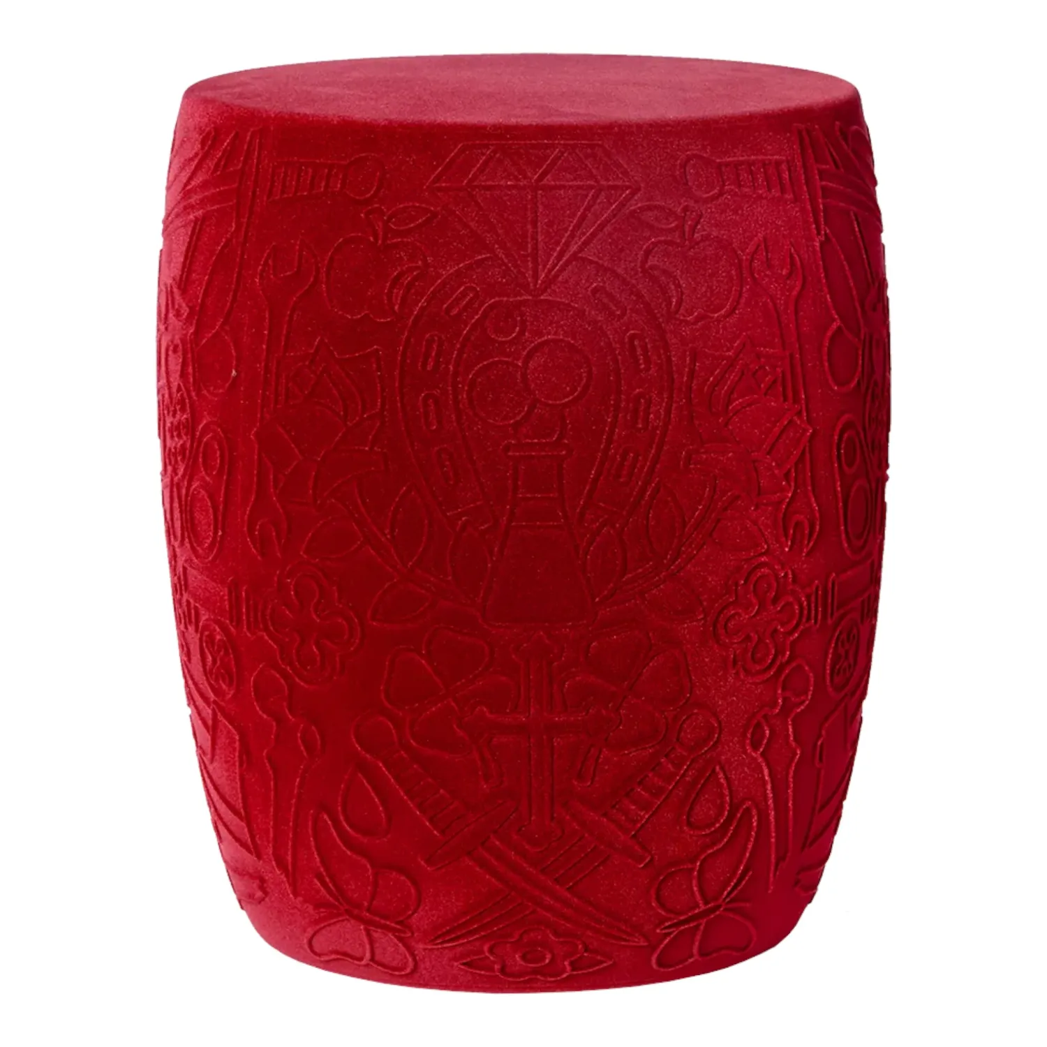 Qeeboo - Mexico Hocker Beistelltisch Velvet Finish rot