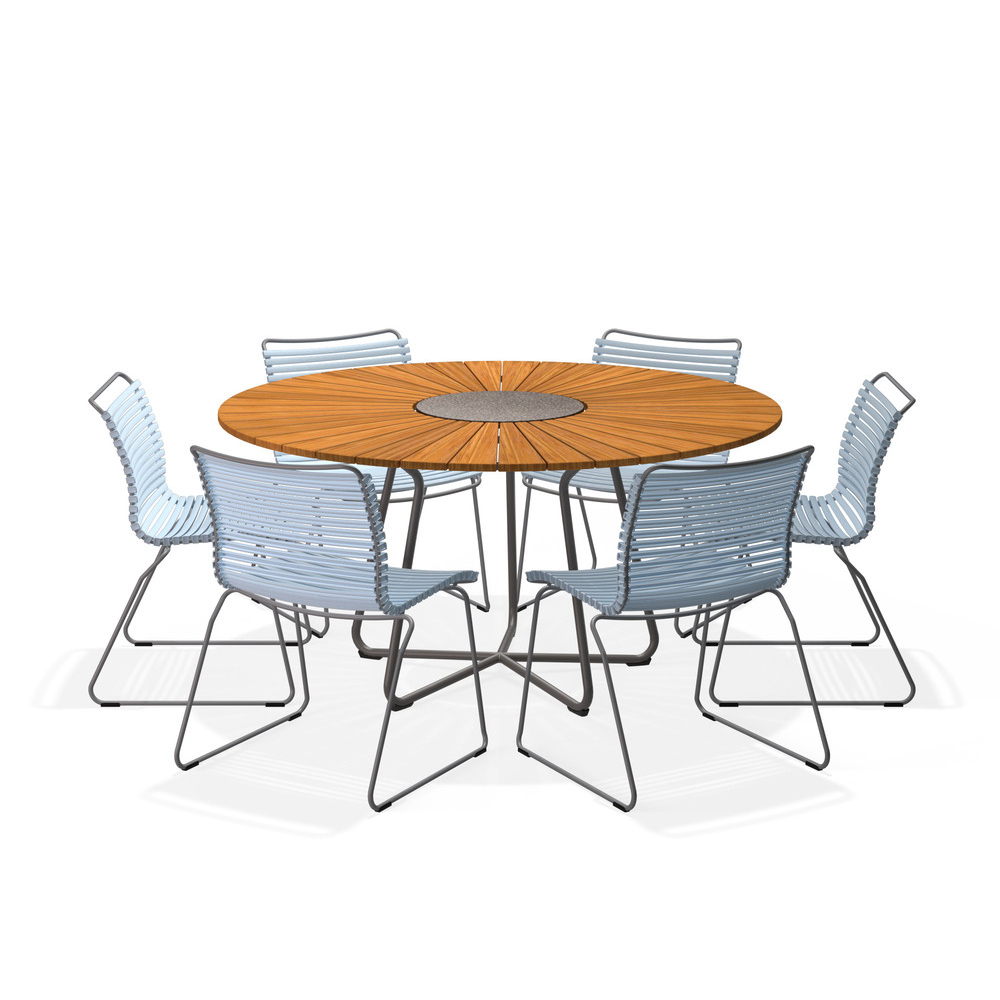 HOUE - Set Circle Tisch Ø150 cm + 6x Click Stuhl hellblau