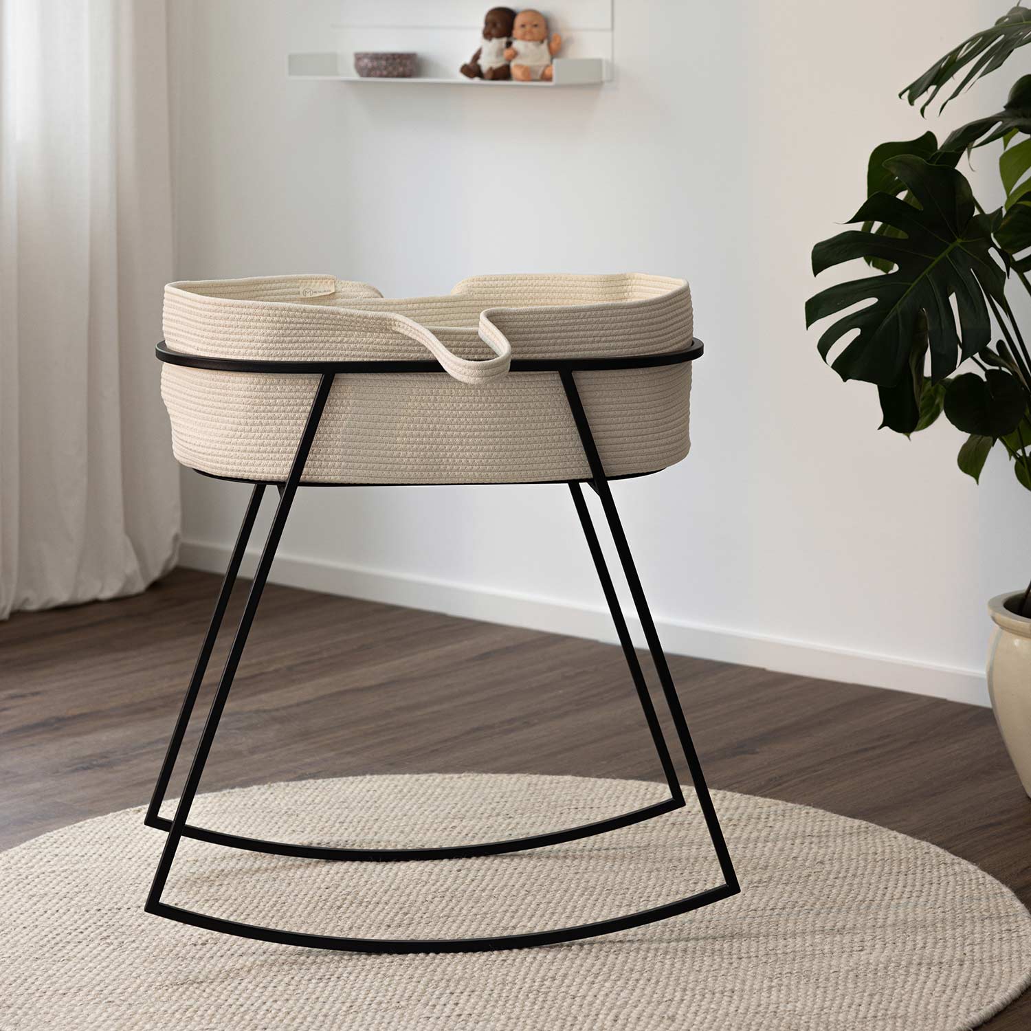 metallbude korsina babywiege schwarz korb beige kinderzimmer 96898