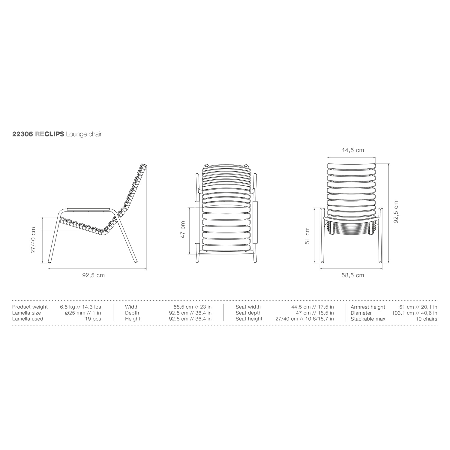houe reclips lounge chair abmessungen 92658