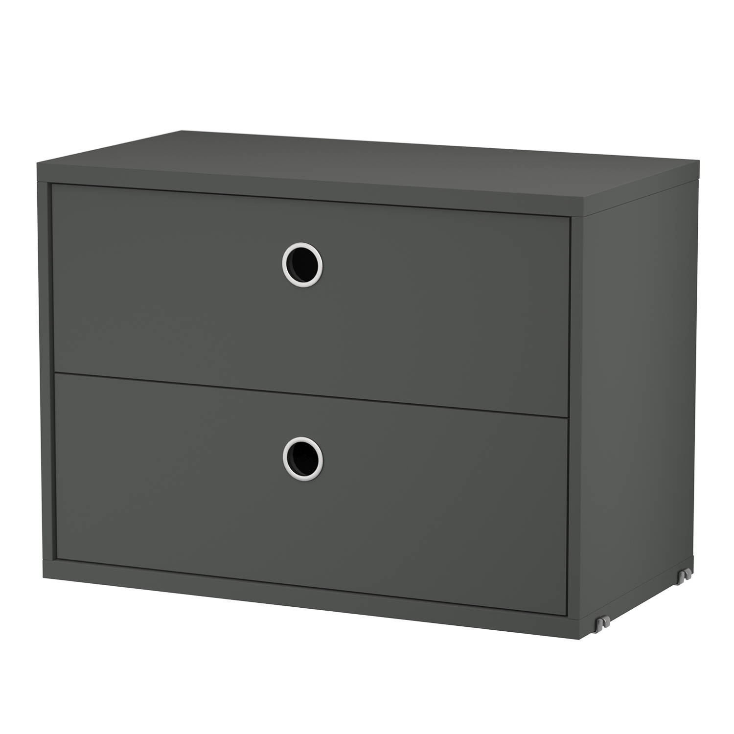 string - Schrank mit 2 Schubladen klein dunkelgrau