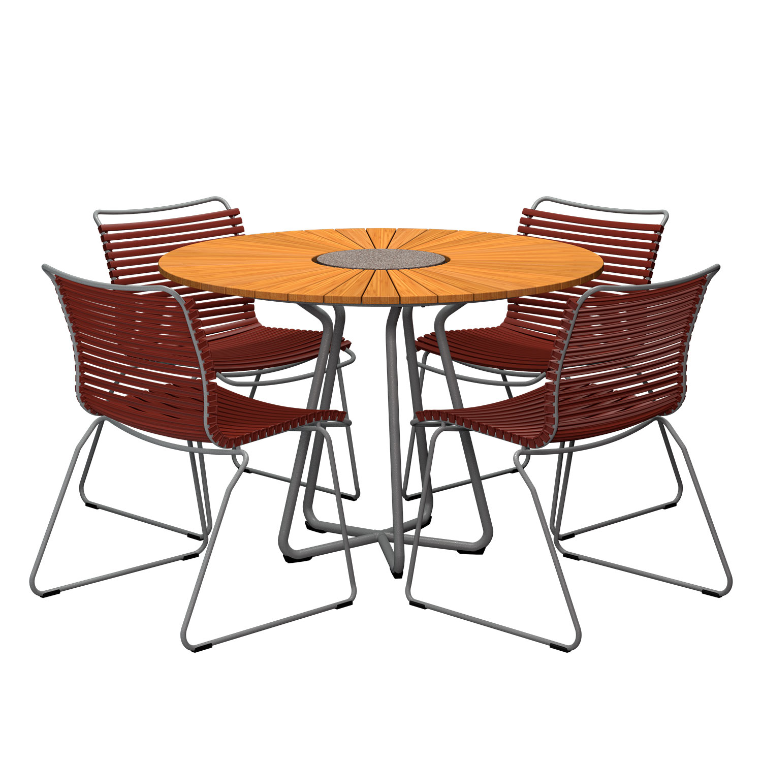 HOUE - Set Circle Tisch Ø 110 cm + 4x Click Outdoorstuhl