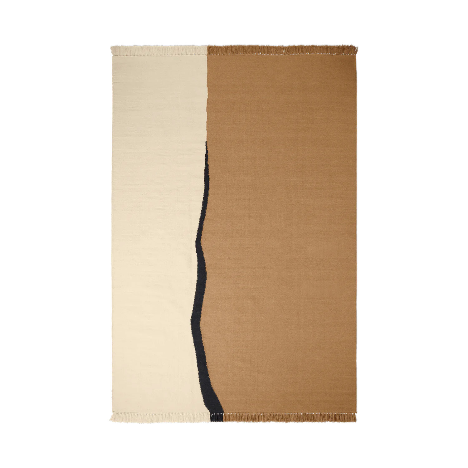 ferm LIVING Soli Kelim Teppich 200x300 dark sand off white 1104269367 104412
