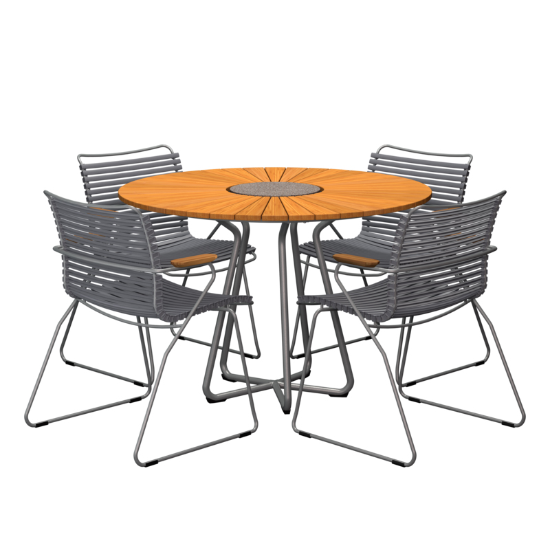 HOUE - Set Circle Tisch Ø110 cm + 4xClick Sessel dunkelgrau