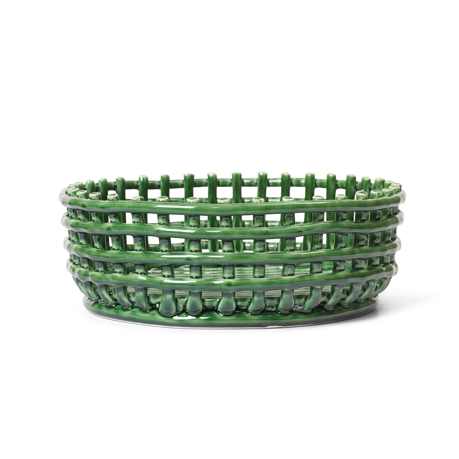 fermLIVING Ceramic Centrepiece Flechtkorb emerald green 1104268941 101118