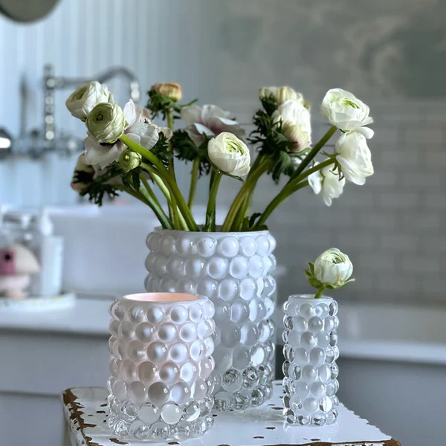 skogsberg hurricane mini vase weiss blumen 92803