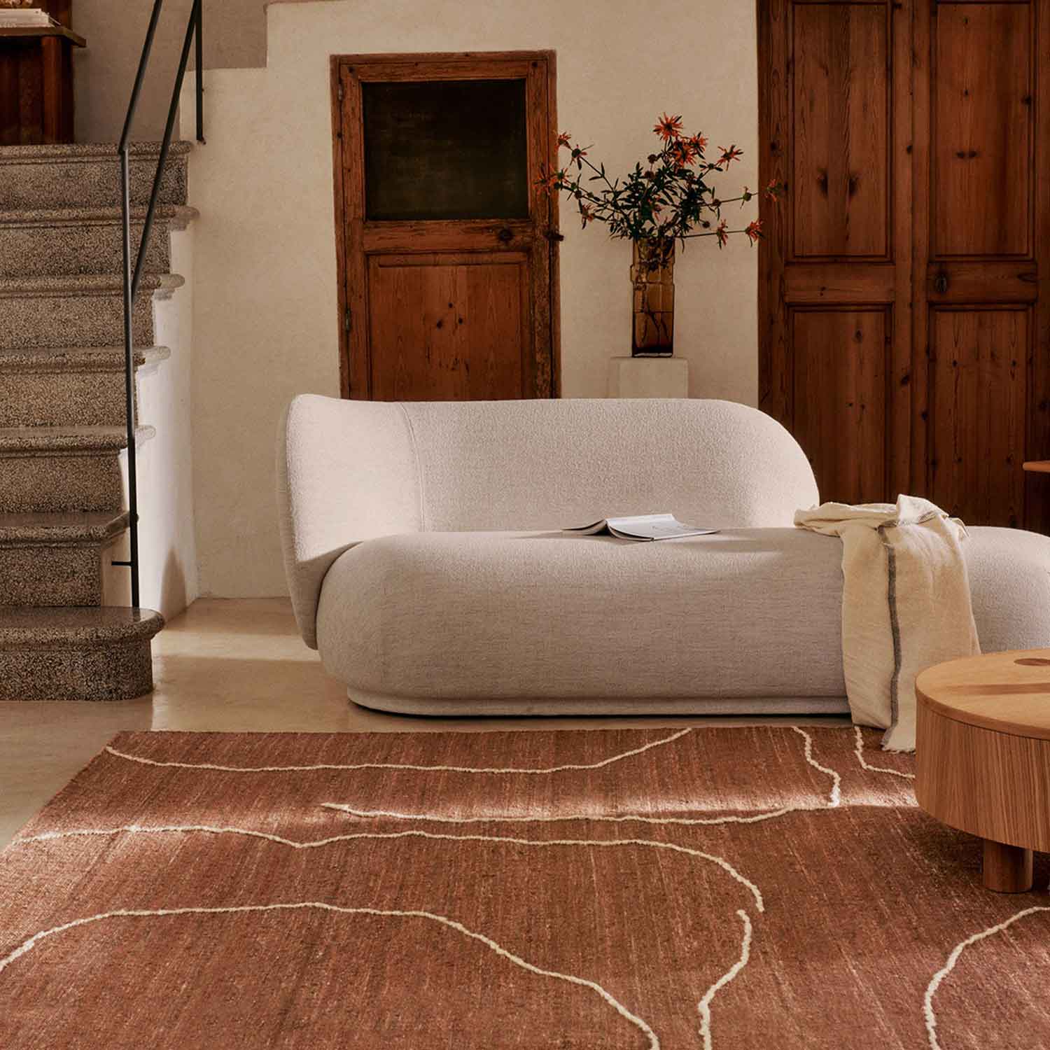 Ferm Living - Gesso Juteteppich 140x200 off-white/dark fig