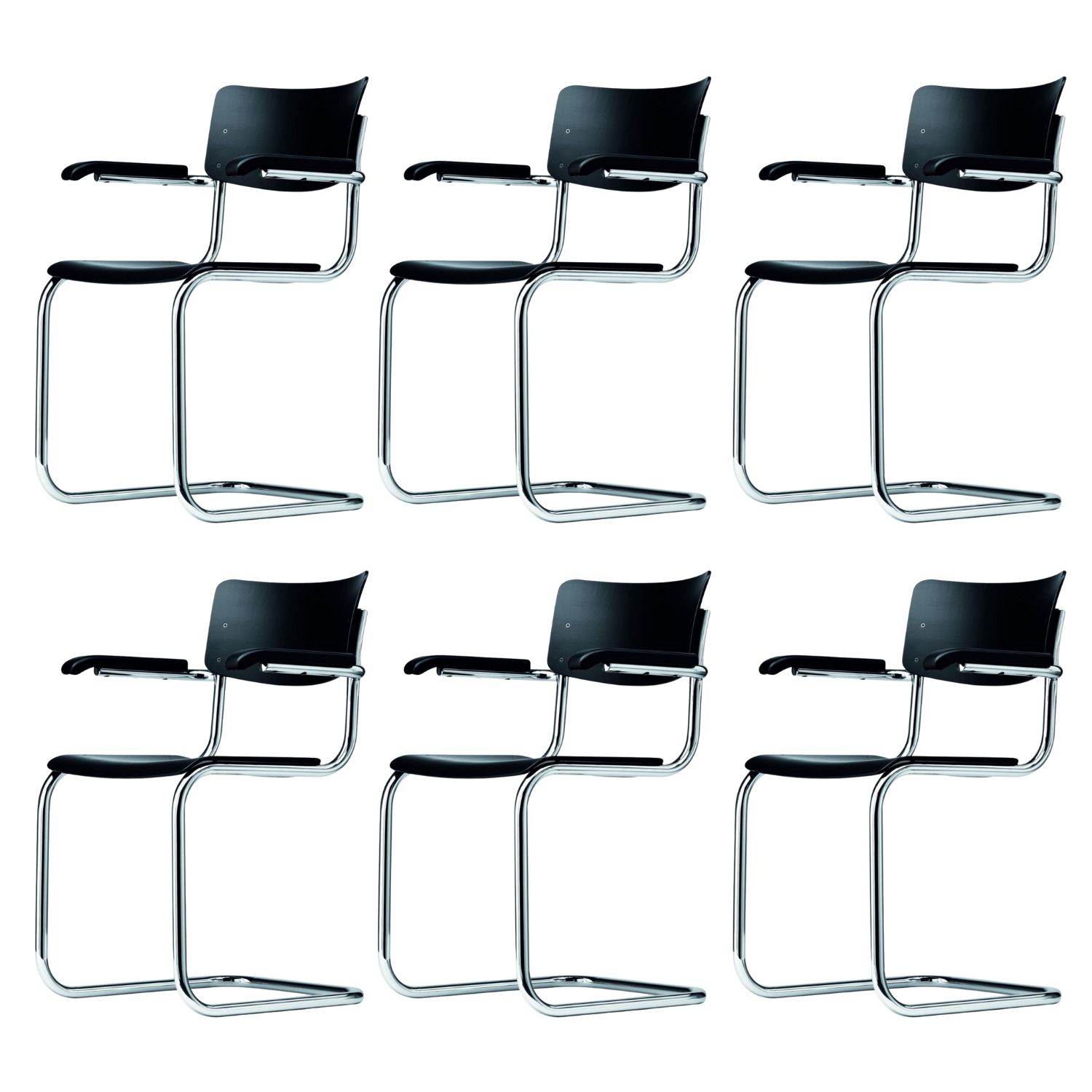 Thonet S 43 F Stahlrohr Klassiker Freischwinger 6er Set 103319