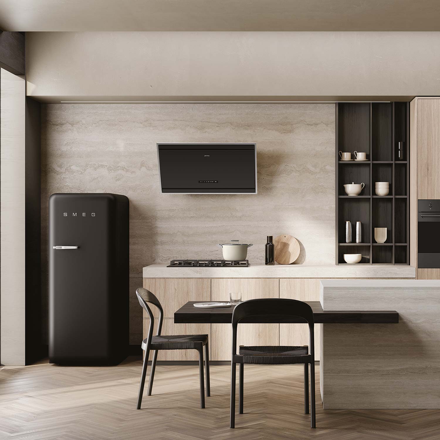 smeg kuehlschrank schwarz matt FAB28RDBLM5 in der wohnung 98883