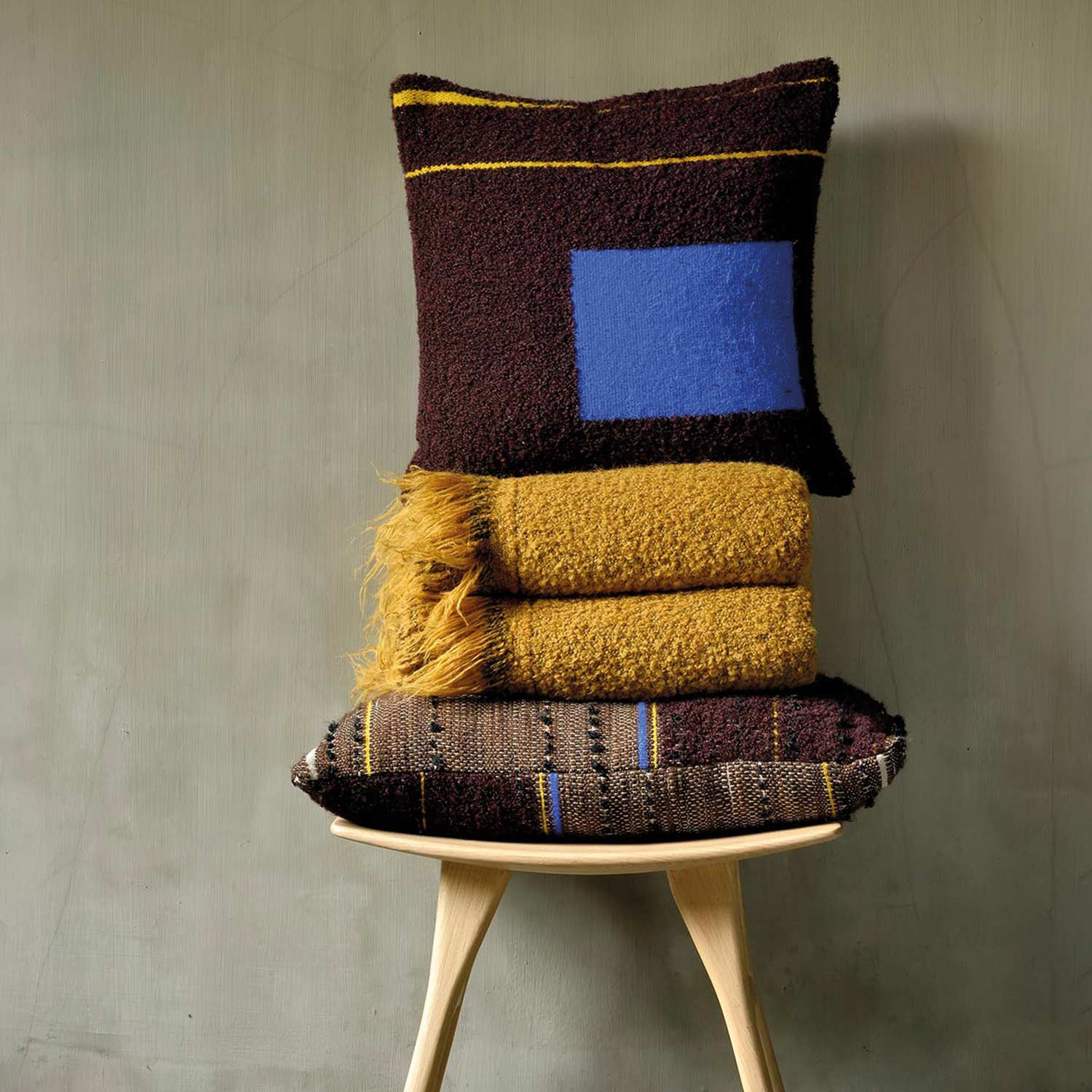 ethnicraft alpone plaid camel kissen ambiente 87887