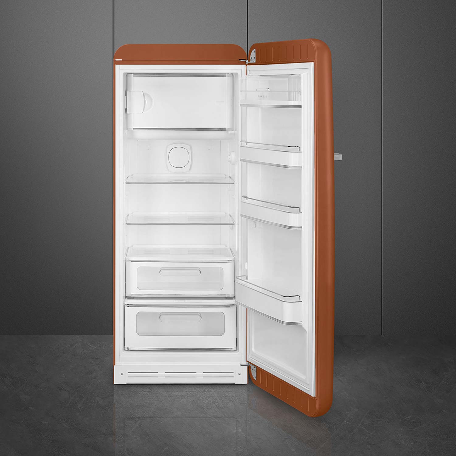 SMEG Retro Kuehlschrank Gefrierfach FAB28 matt FAB28RDRU5 offen 102220