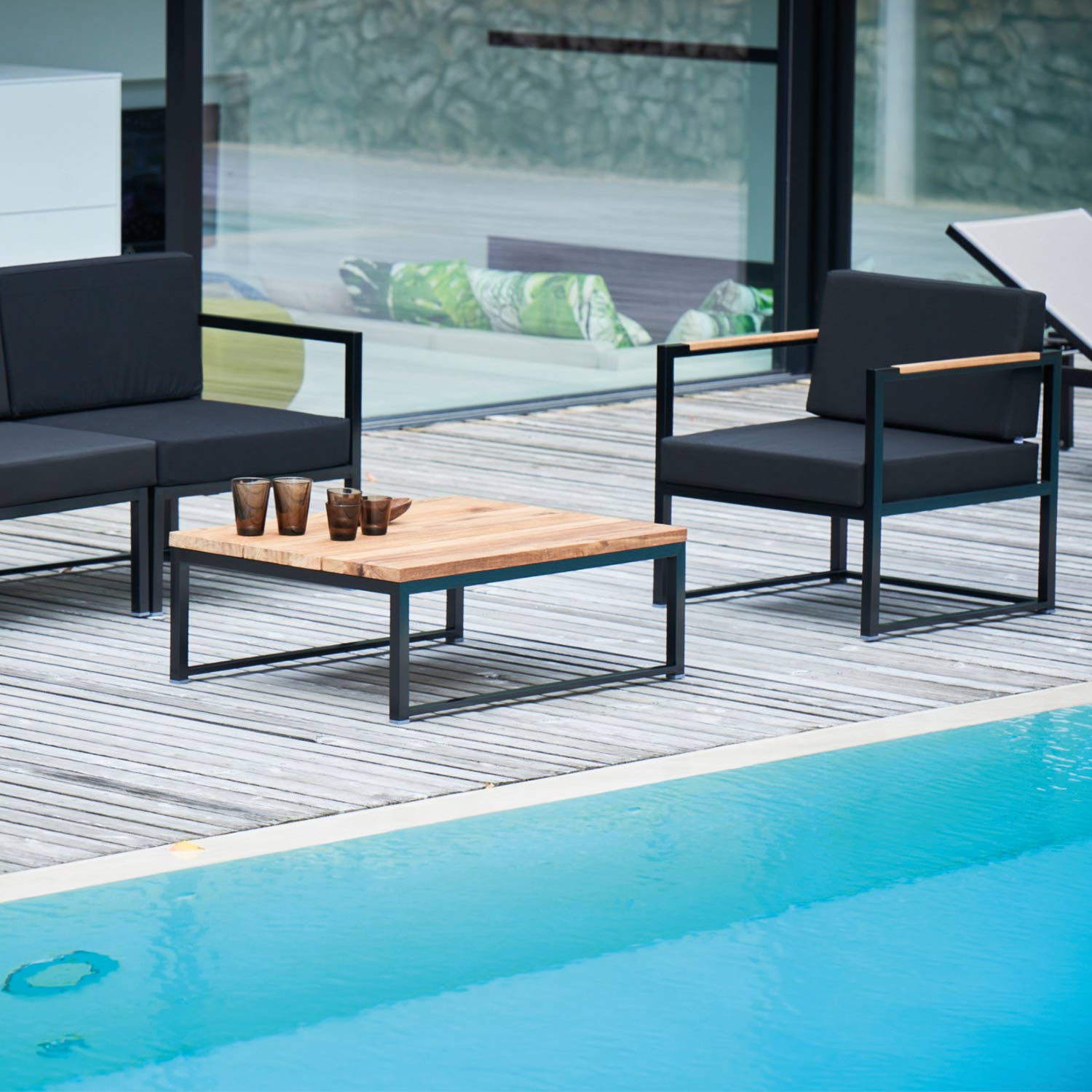 jan kurtz lux lounge armlehnsessel couchtisch sofa schwarz 80216