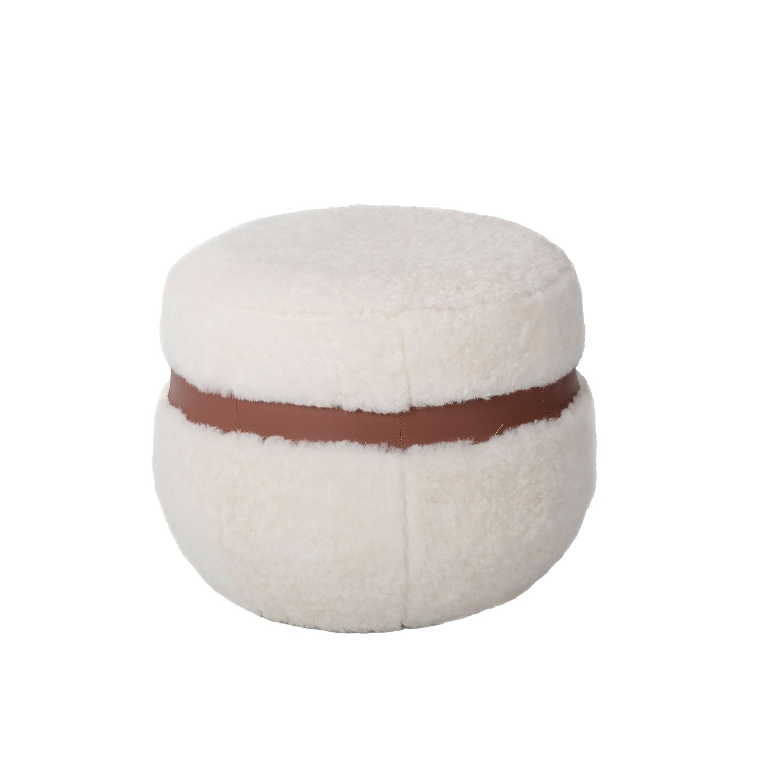 Cuero - Sheepskin Pouf rund cloud