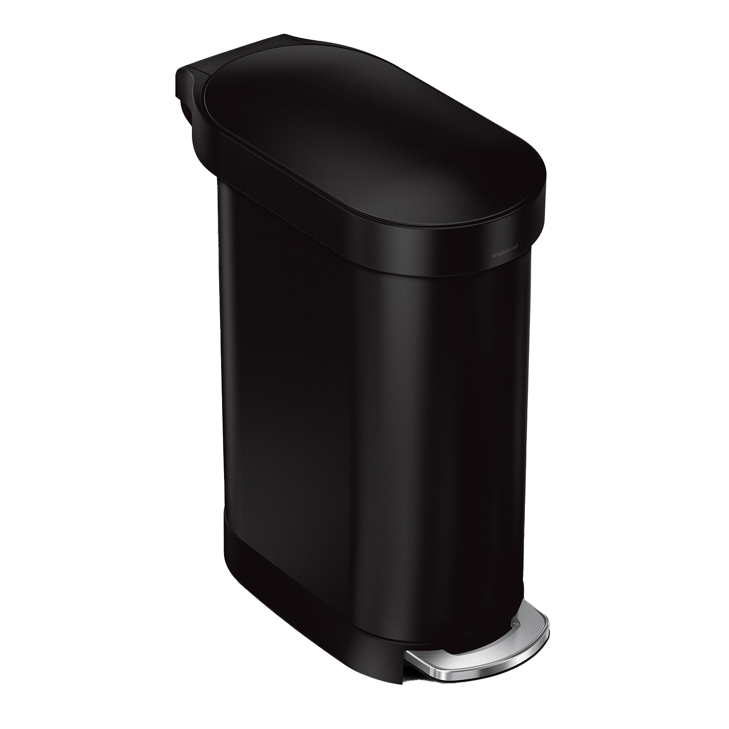 simplehuman treteimer schmal edelstahl schwarz matt 98315