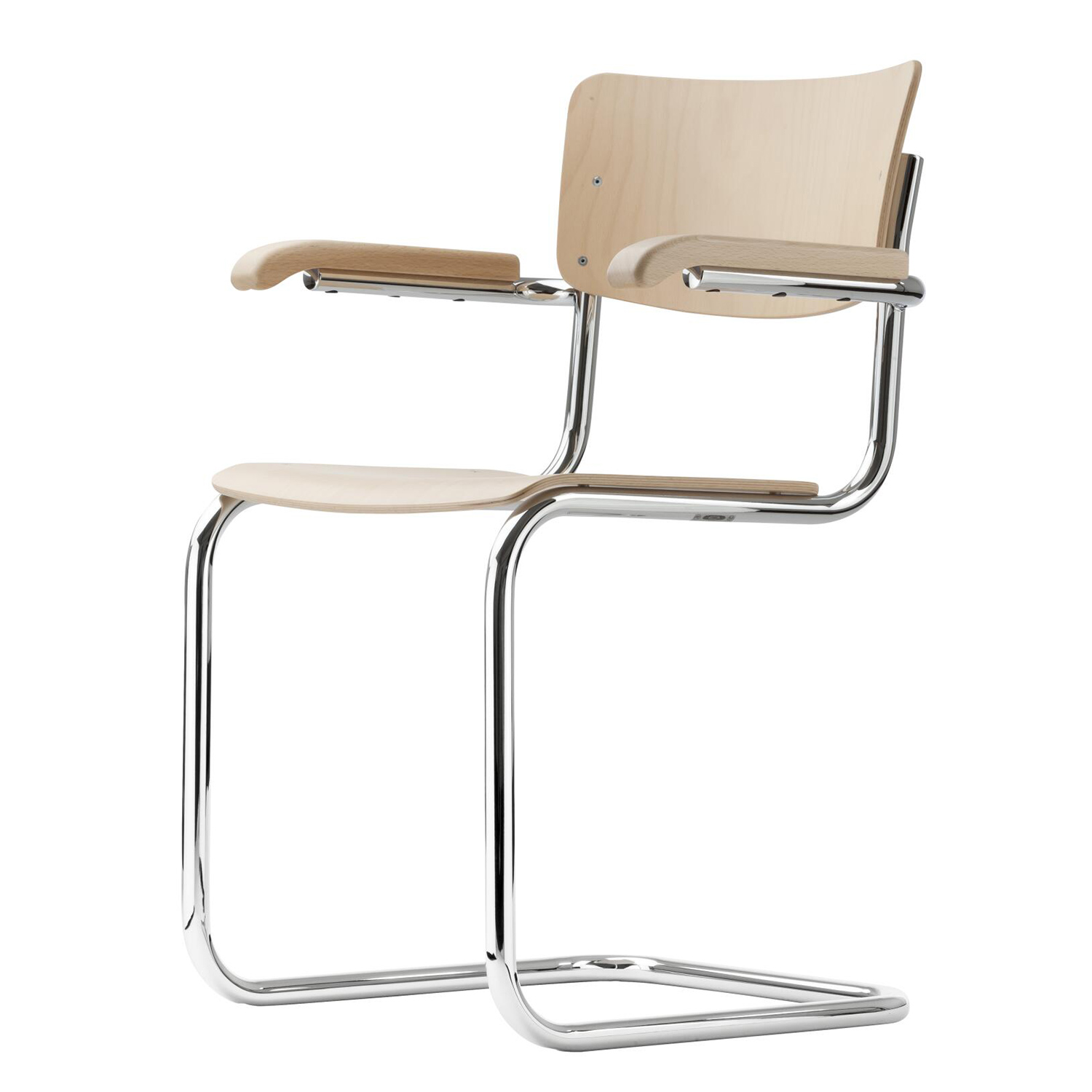 Thonet - S43F Freischwinger chrom / buche klar lackiert