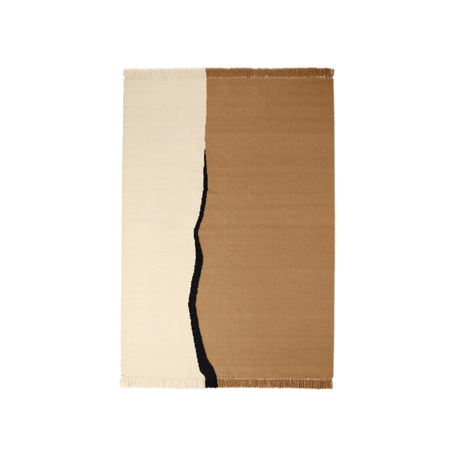 ferm LIVING Soli Kelim Teppich 170x240 dark sand off white 1104269366 104411