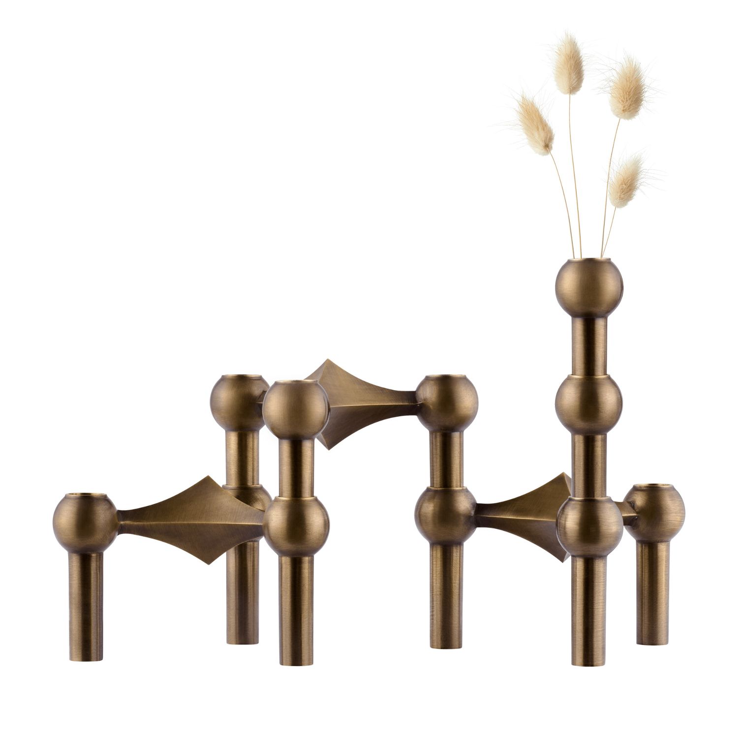 STOFF Nagel - Kerzenhalter 3er Set messing gebürstet