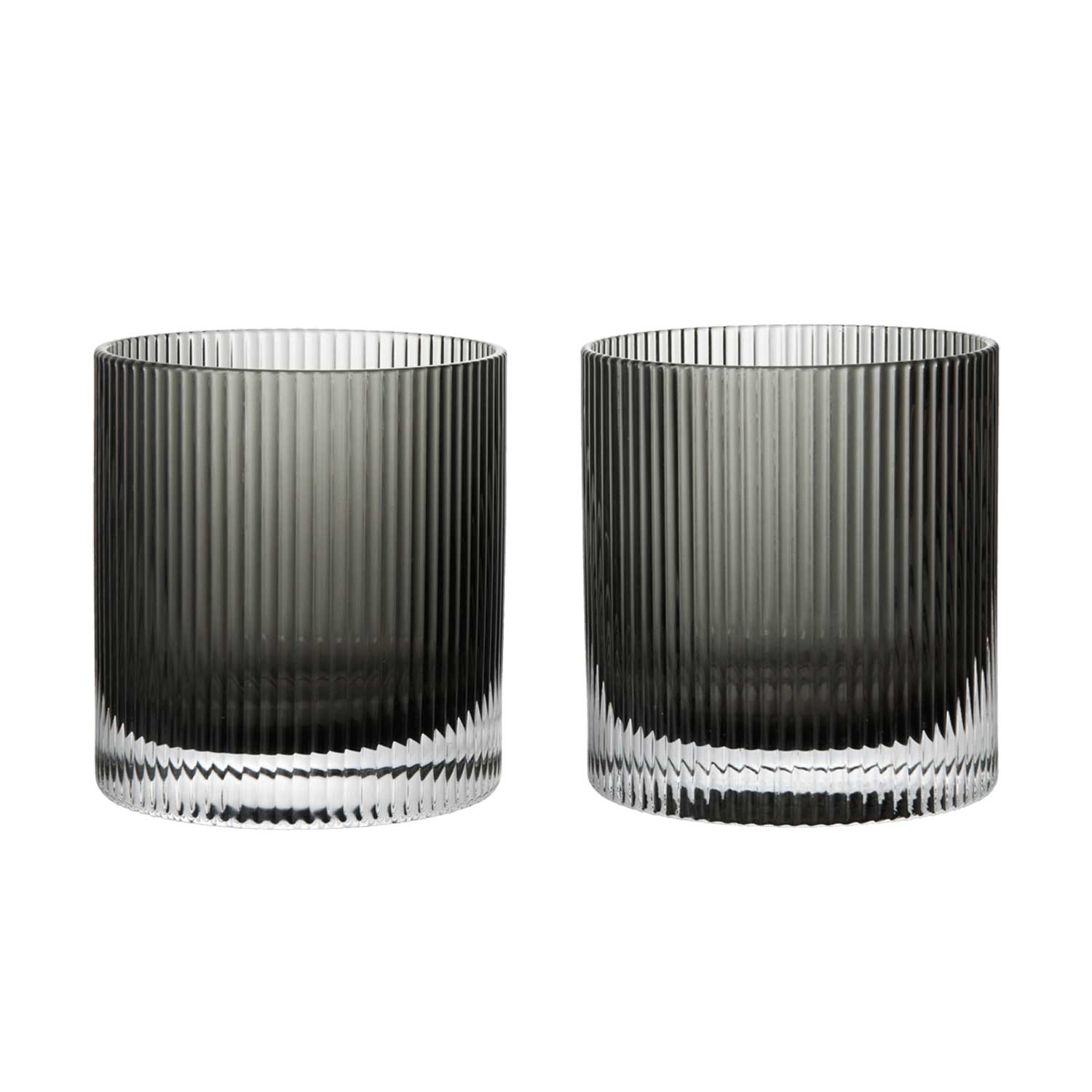 Ferm Living - Ripple Becherglas 2er-Set rauchgrau