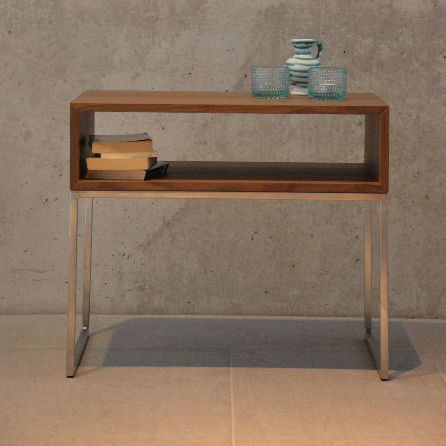 jan kurtz dina beistelltisch 52 60 cm nuss edelstahl 73062