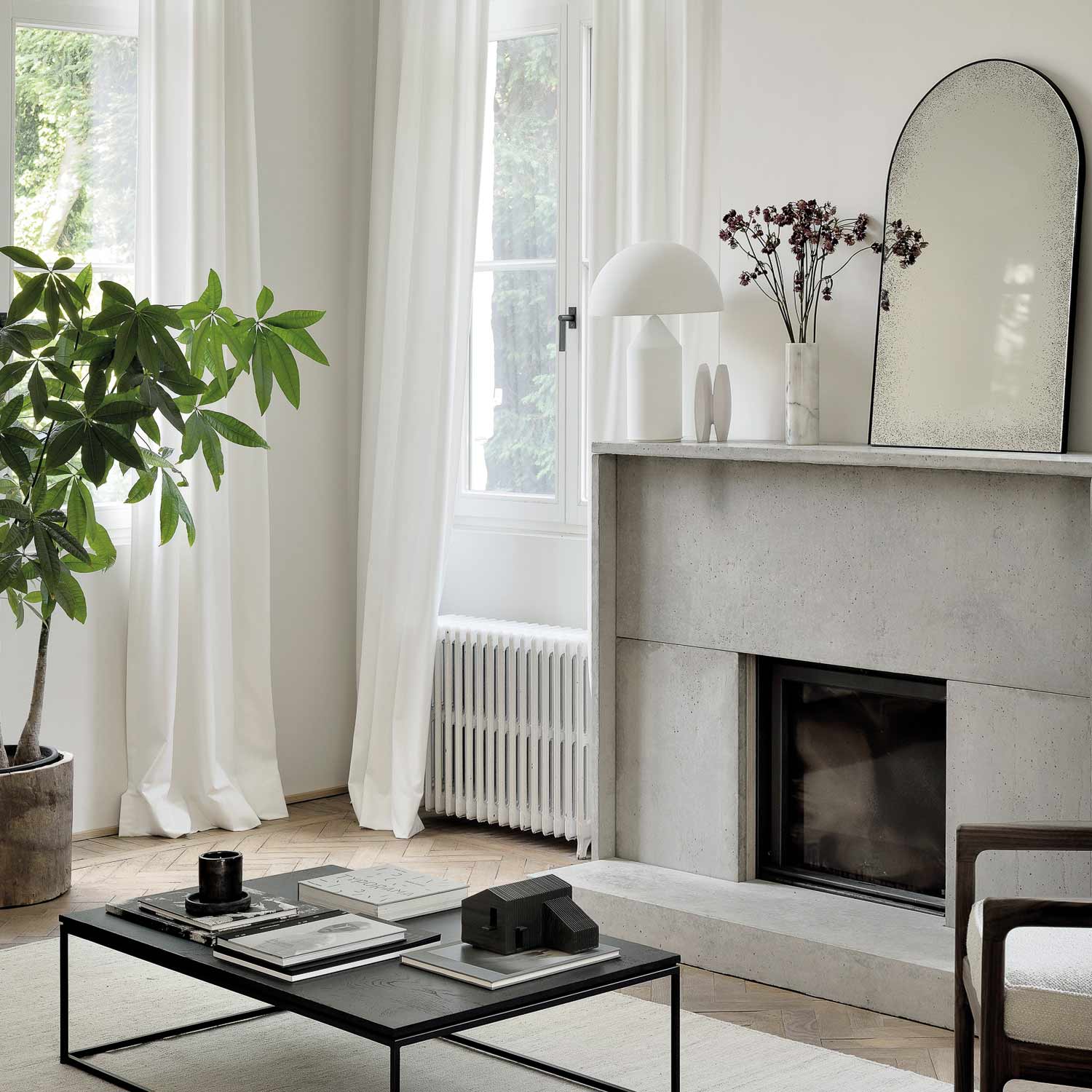 ethnicraft aged bodenspiegel halbrund wohnzimmer ambiente 84609