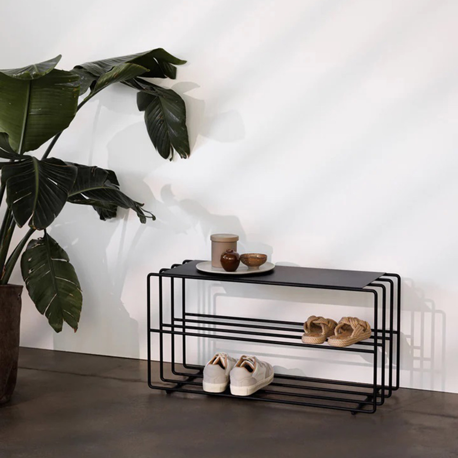 metallbude neva schuhregal schwarz flur pflanze 96719
