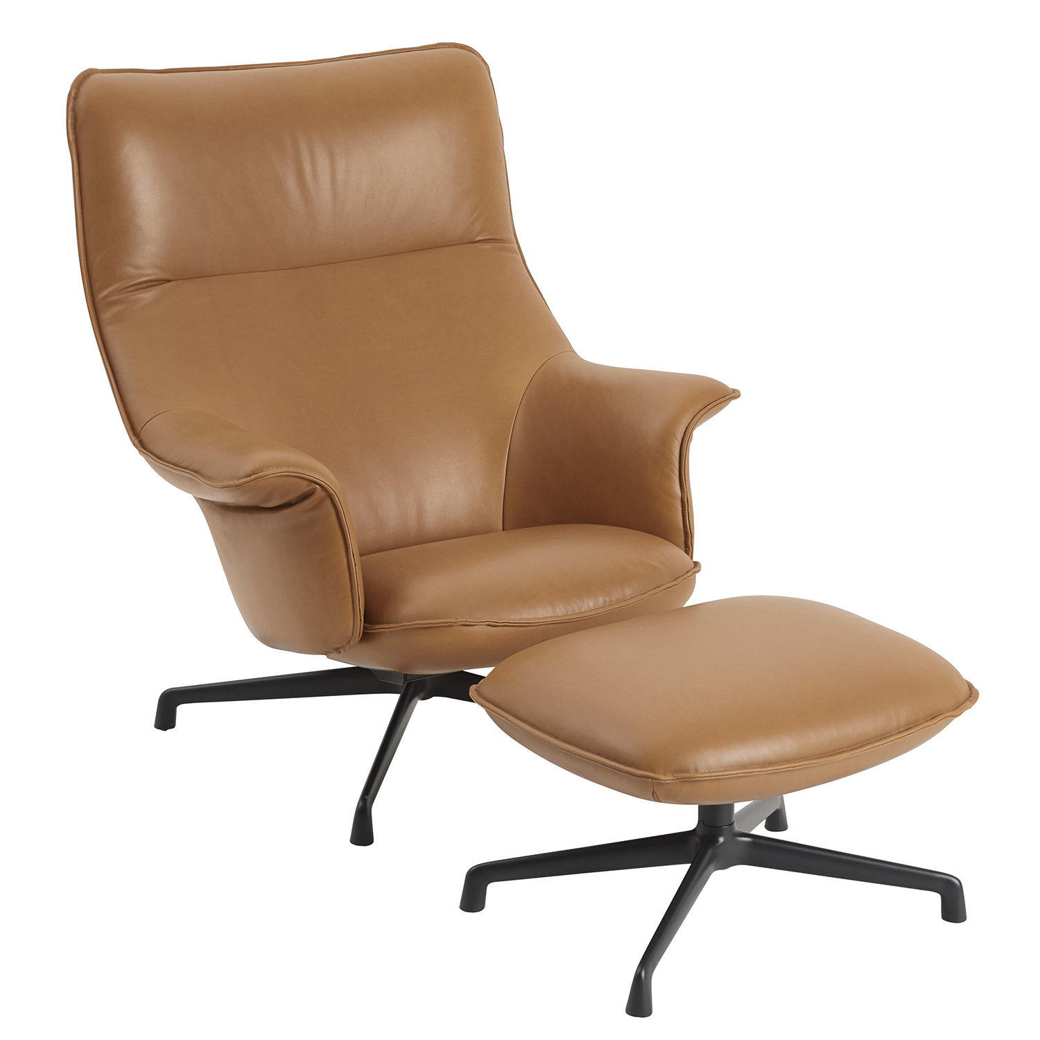 muuto Doze loungechair ottoman refine leather cognac anthracite blac 99206