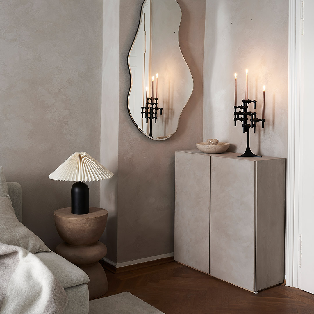 stoff nagel kerzenstaender schwarz pond spiegel 78140