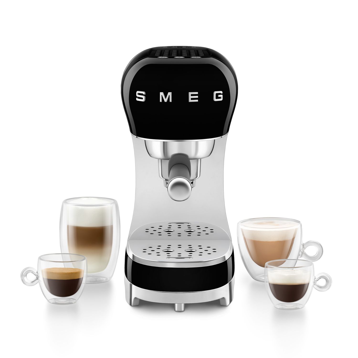 SMEG - Siebträgermaschine und Milchaufschäumer ECF12 schwarz