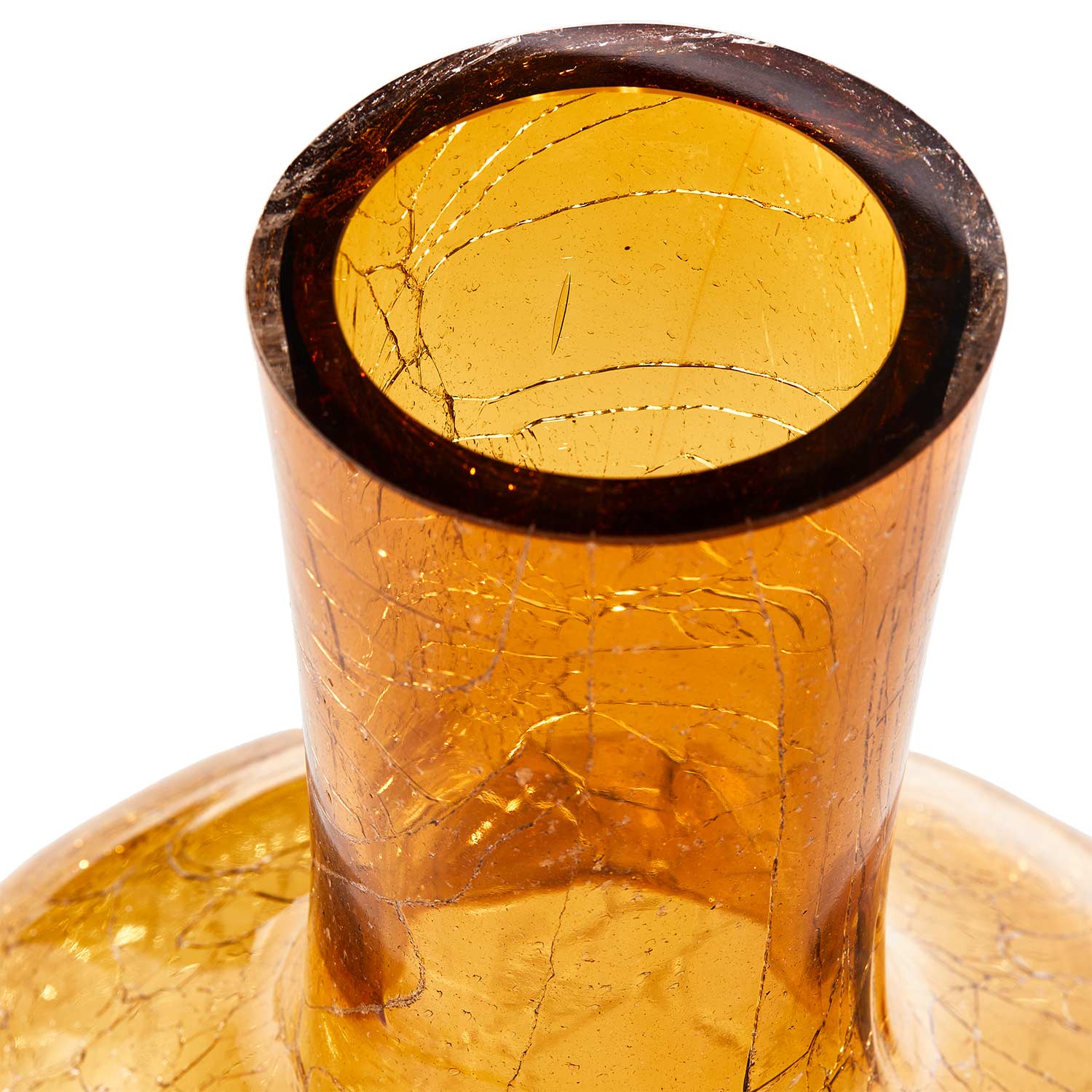 pols potten ball body vase crackled glas gelb L oeffnung 99150