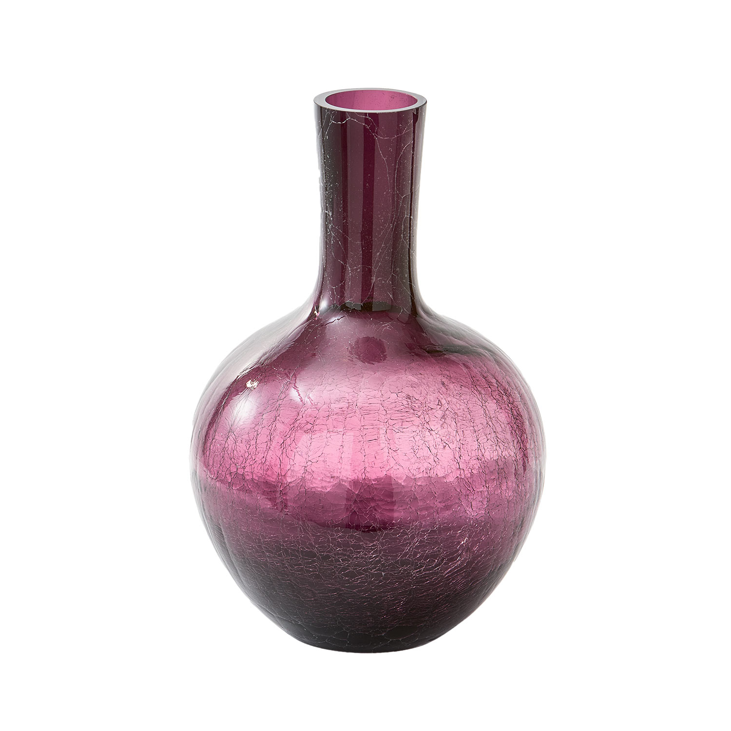 Pols Potten - Crackled Glass Ball Body Vase L dunkellila