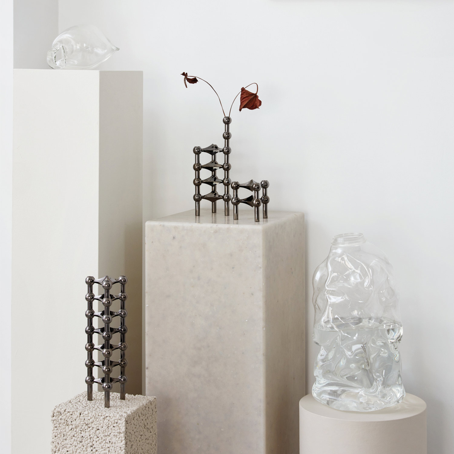 stoff nagel vase schwarz chrom ambiente 86422