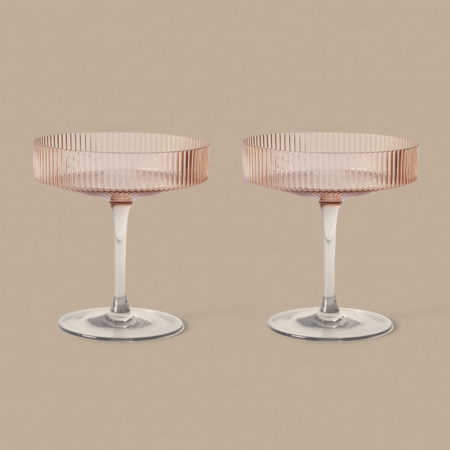 Ferm Living - Ripple Champagnerschalen 2er Set blush