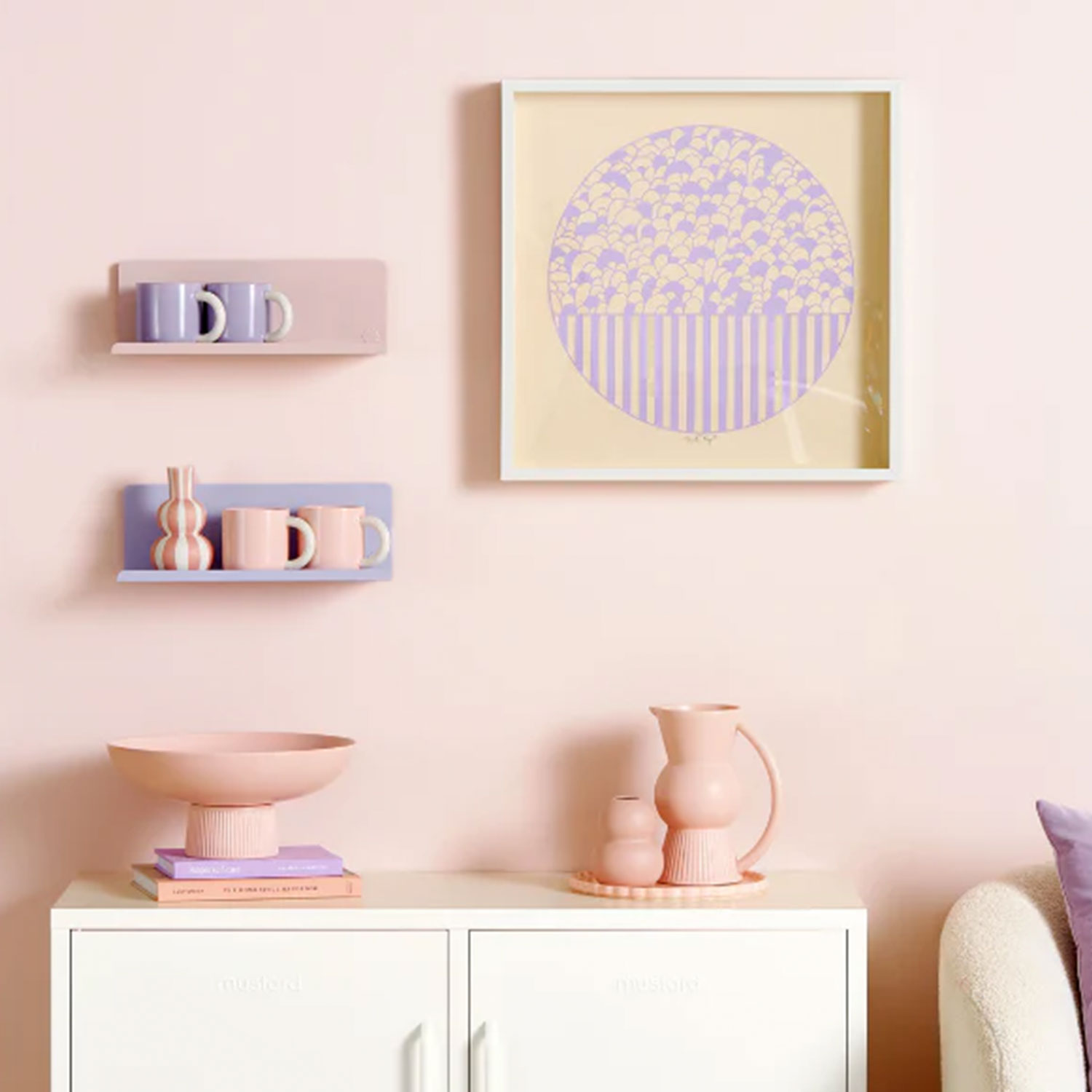 mustard made the ledge shelf small angled lilac ambiente 104583