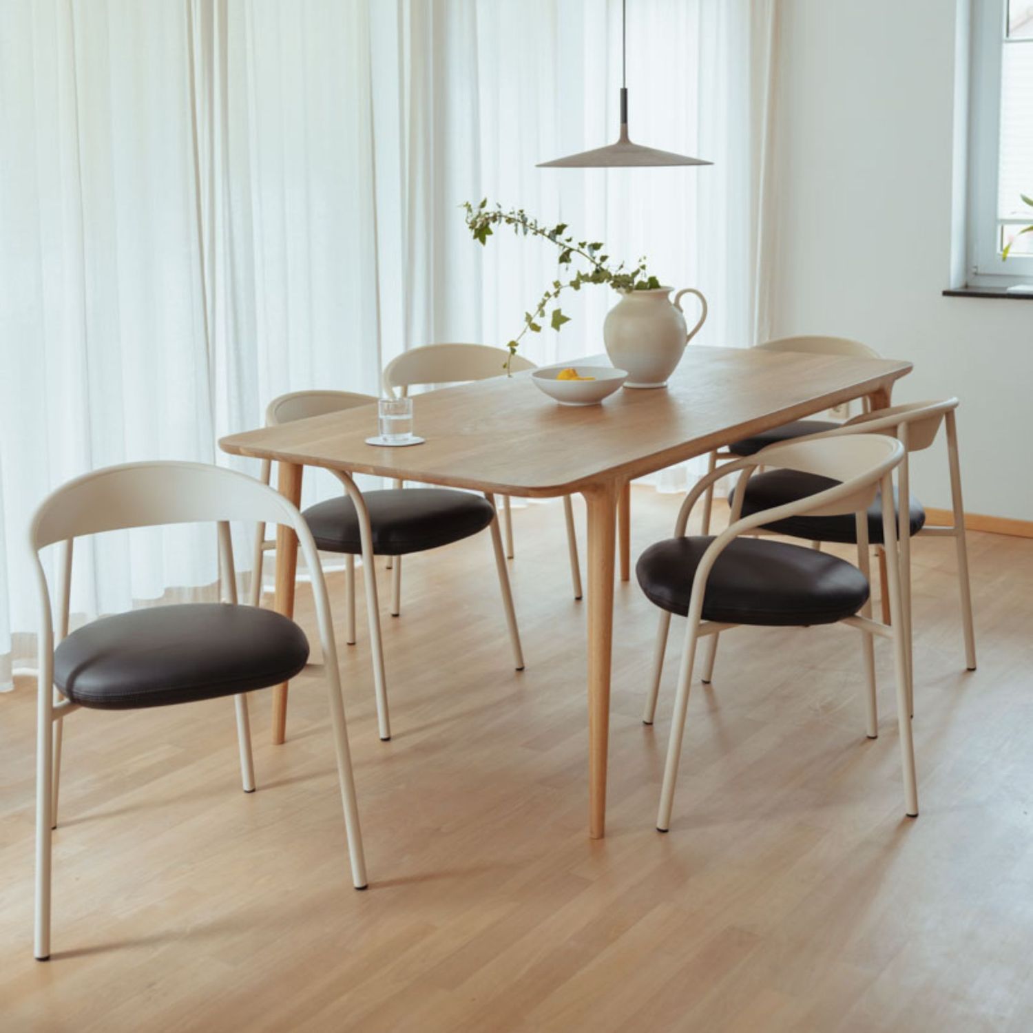 Metallbude - Linelle Stuhl cashew / Stoff ivory