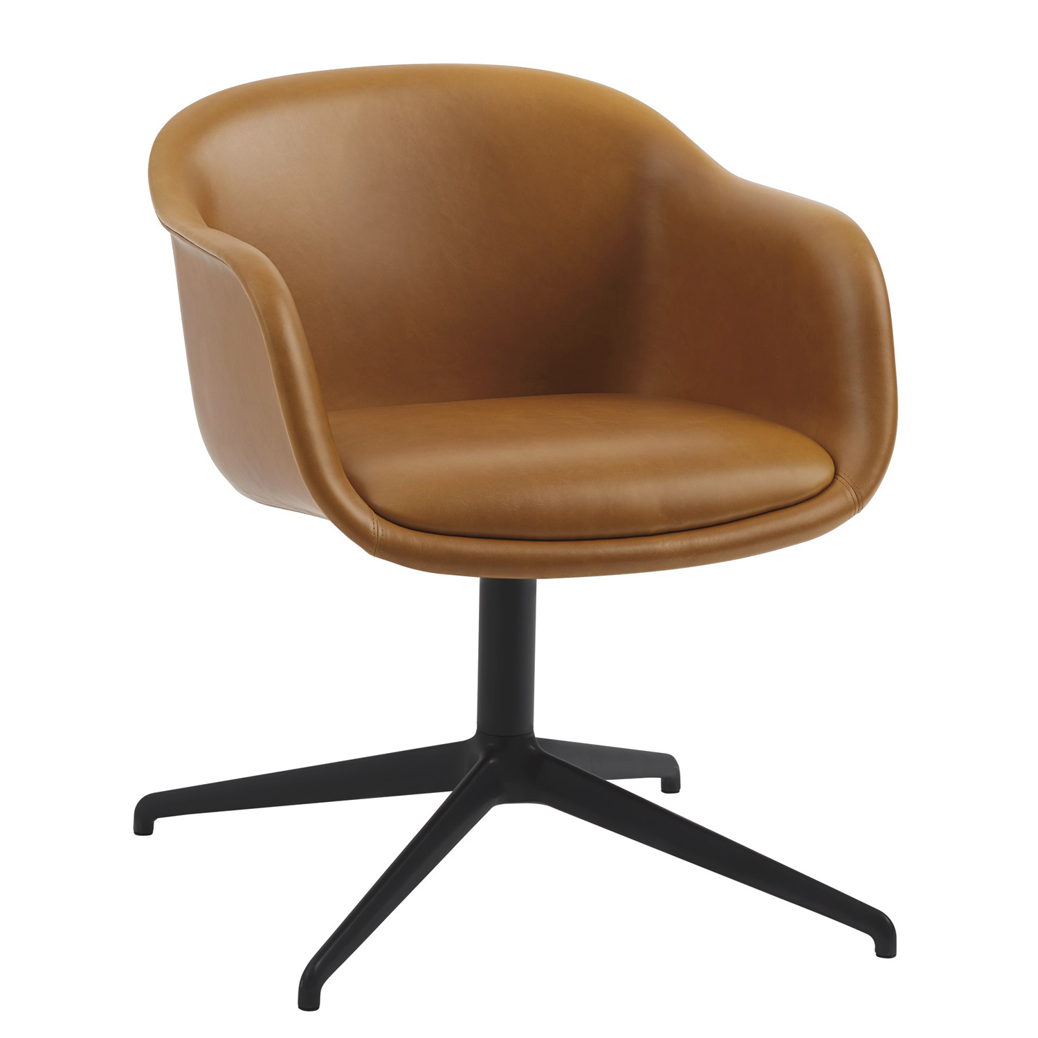 muuto fiber conference armchair swivel refine leather cognac black 93822