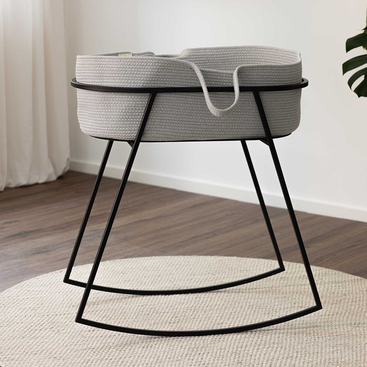 metallbude korsina babywiege schwarz korb grau  kinderzimmer 96901