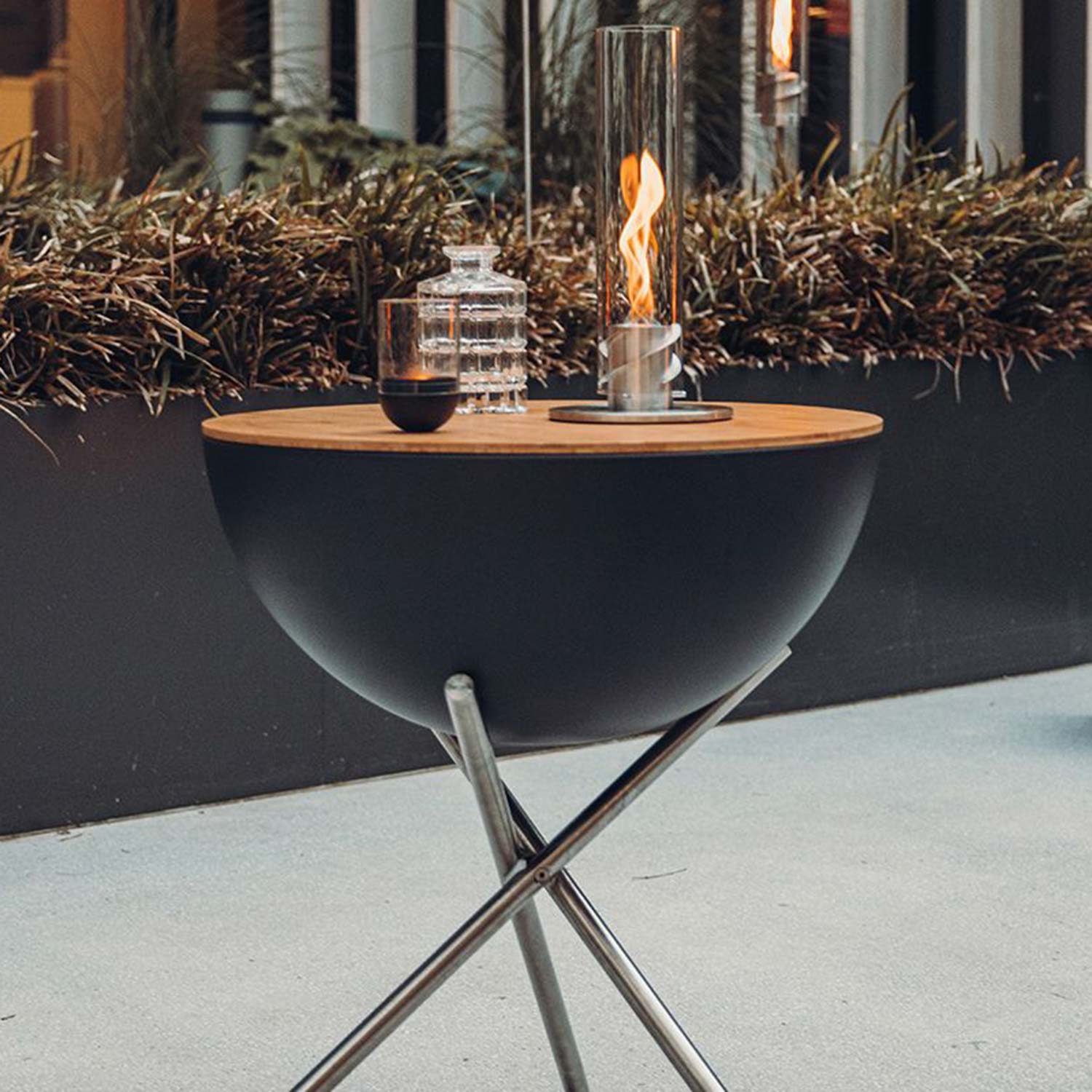 hoefats bowl 70 feuerschale mit dreibein brett beistelltisch 92361