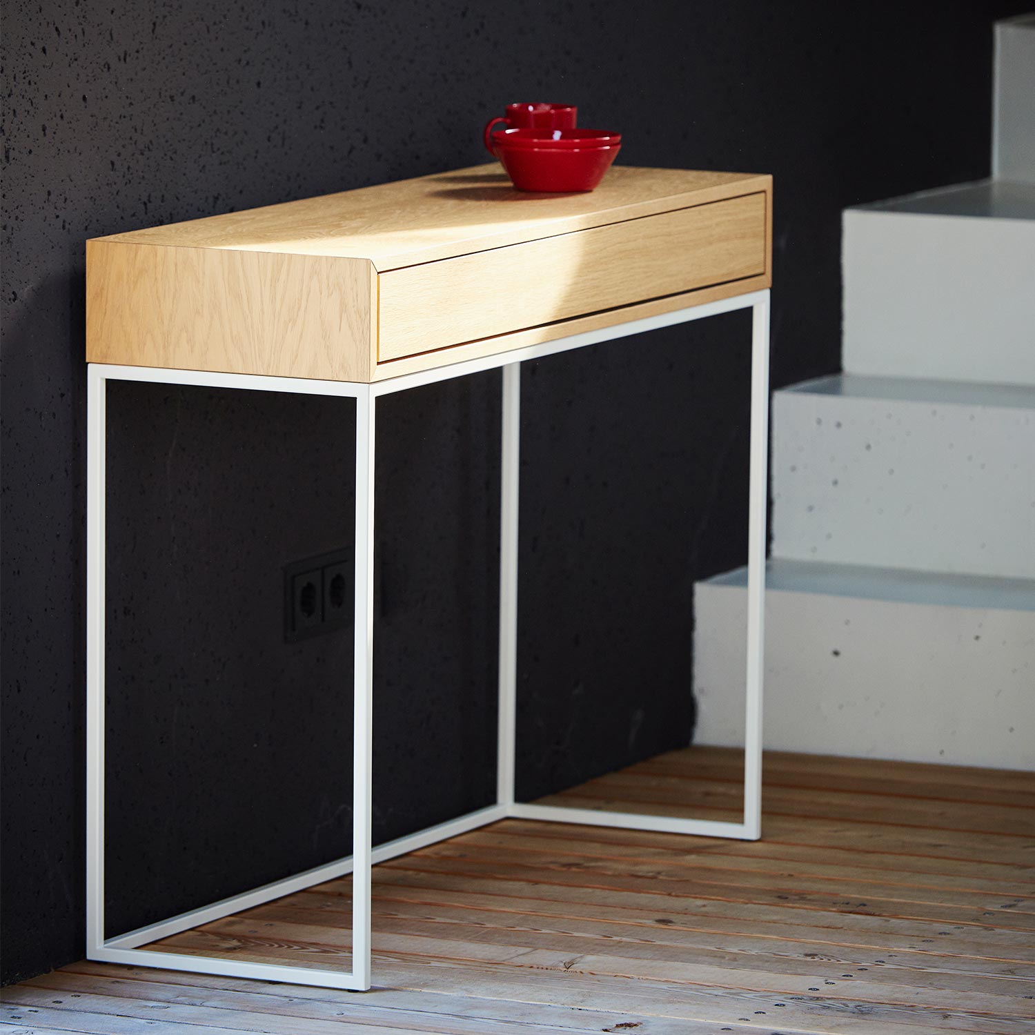 jan kurtz dina konsolentisch schublade eiche weiss 73041
