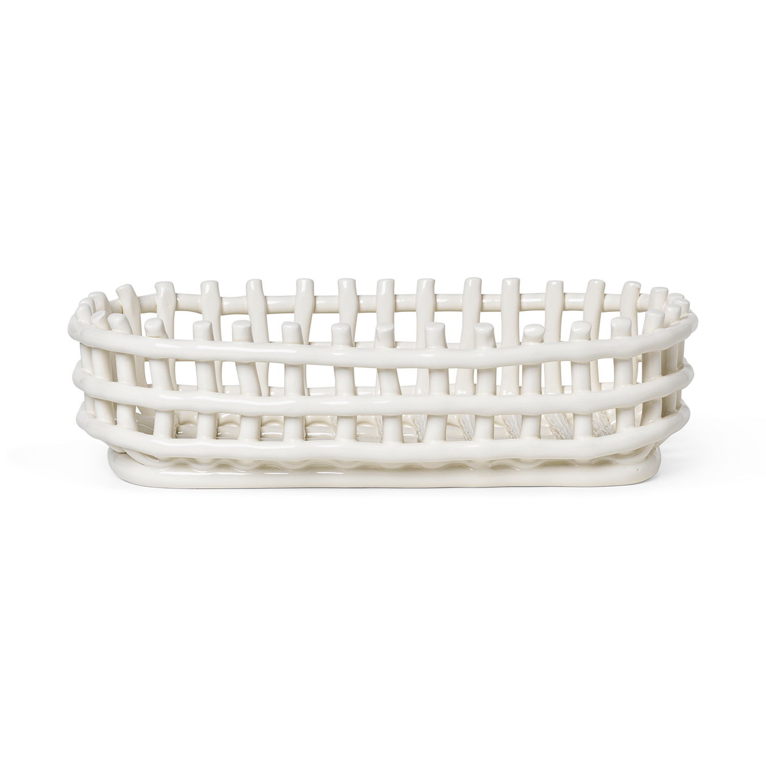 ferm living ceramic basket oval off white 74997