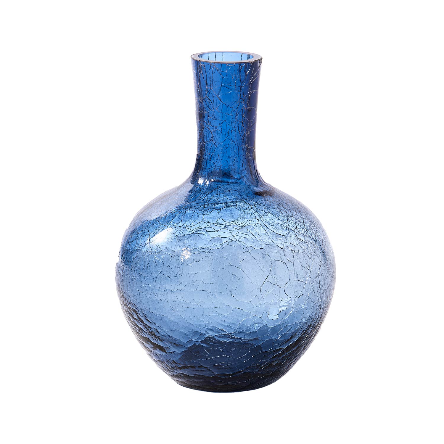 Pols Potten - Crackled Glass Ball Body Vase S dunkelblau