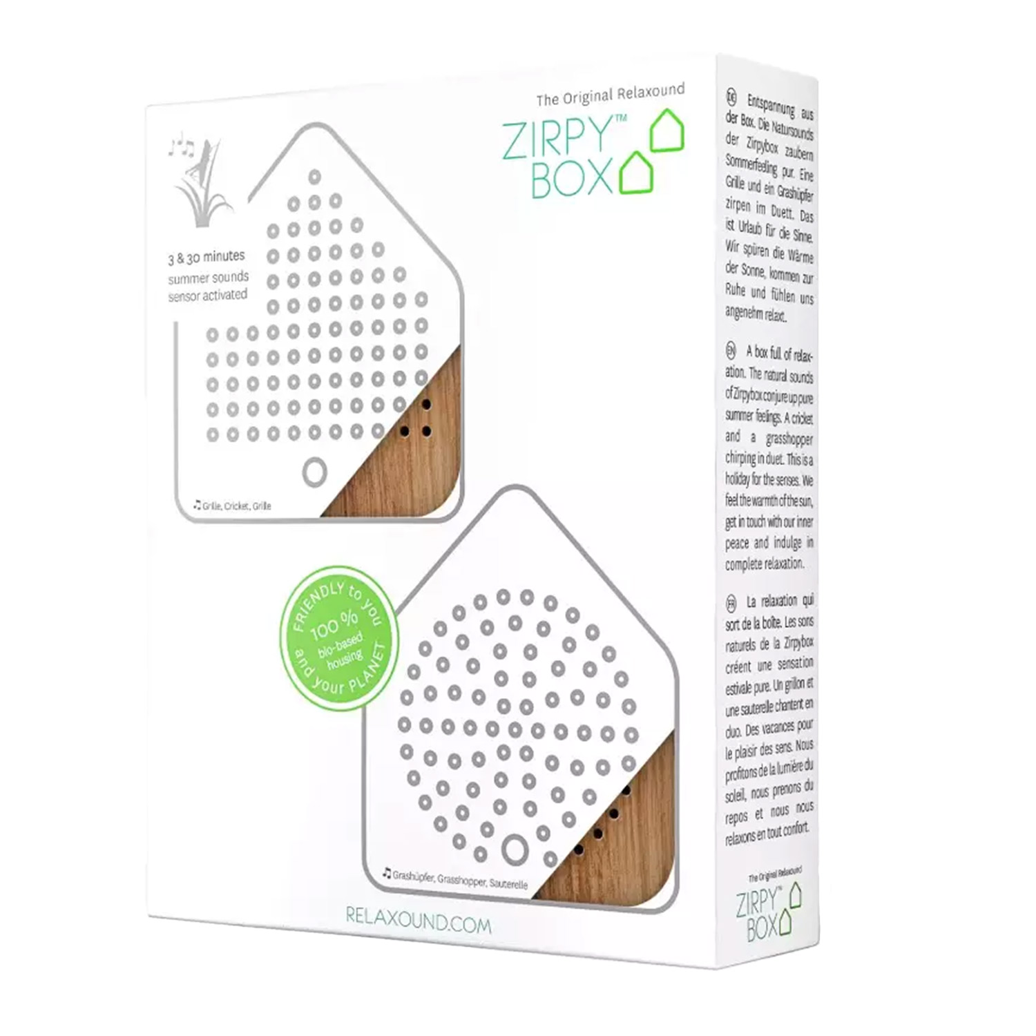 relaxound zirpybox holz verpackung 95670