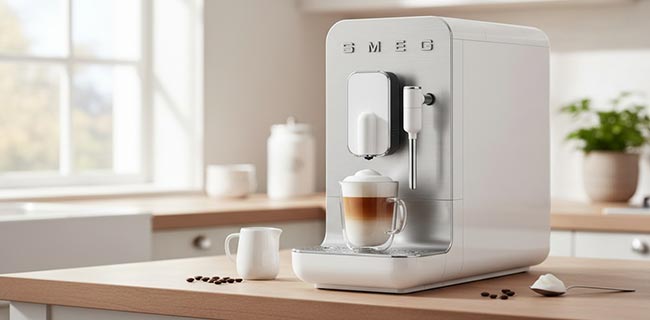 SMEG Kaffeevollautomat weiß mit Milchaufschäumer