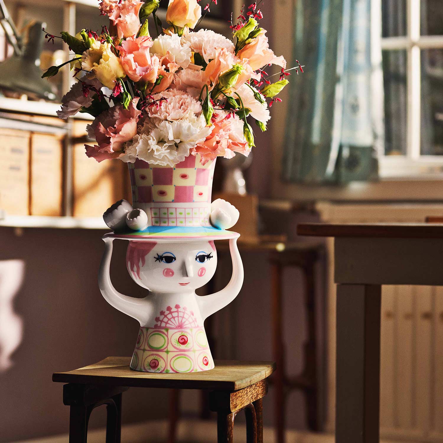 Björn Wiinblad - Lady mit Hut Kerzenständer pink 16 cm