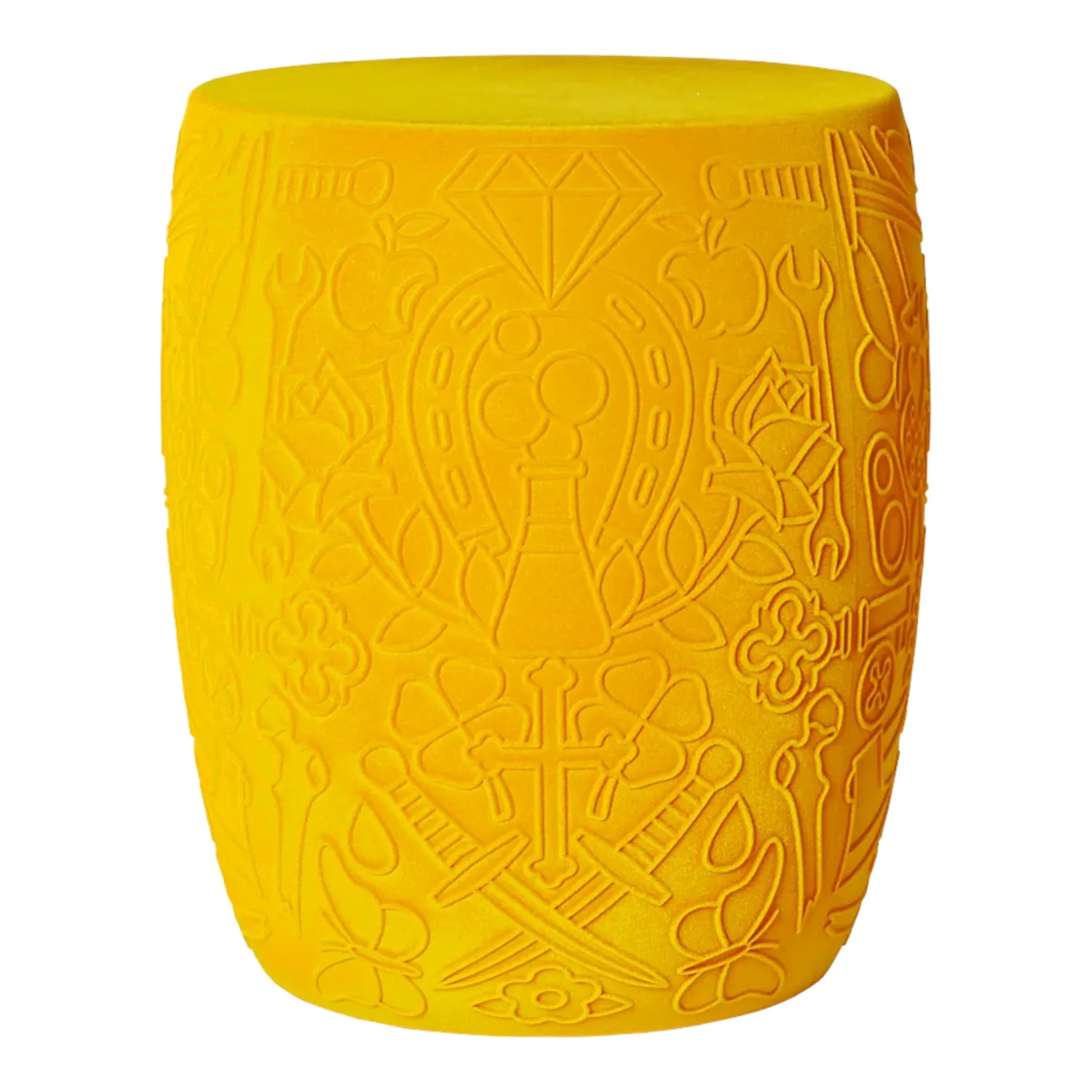 Qeeboo - Mexico Hocker Beistelltisch Velvet Finish dark gold