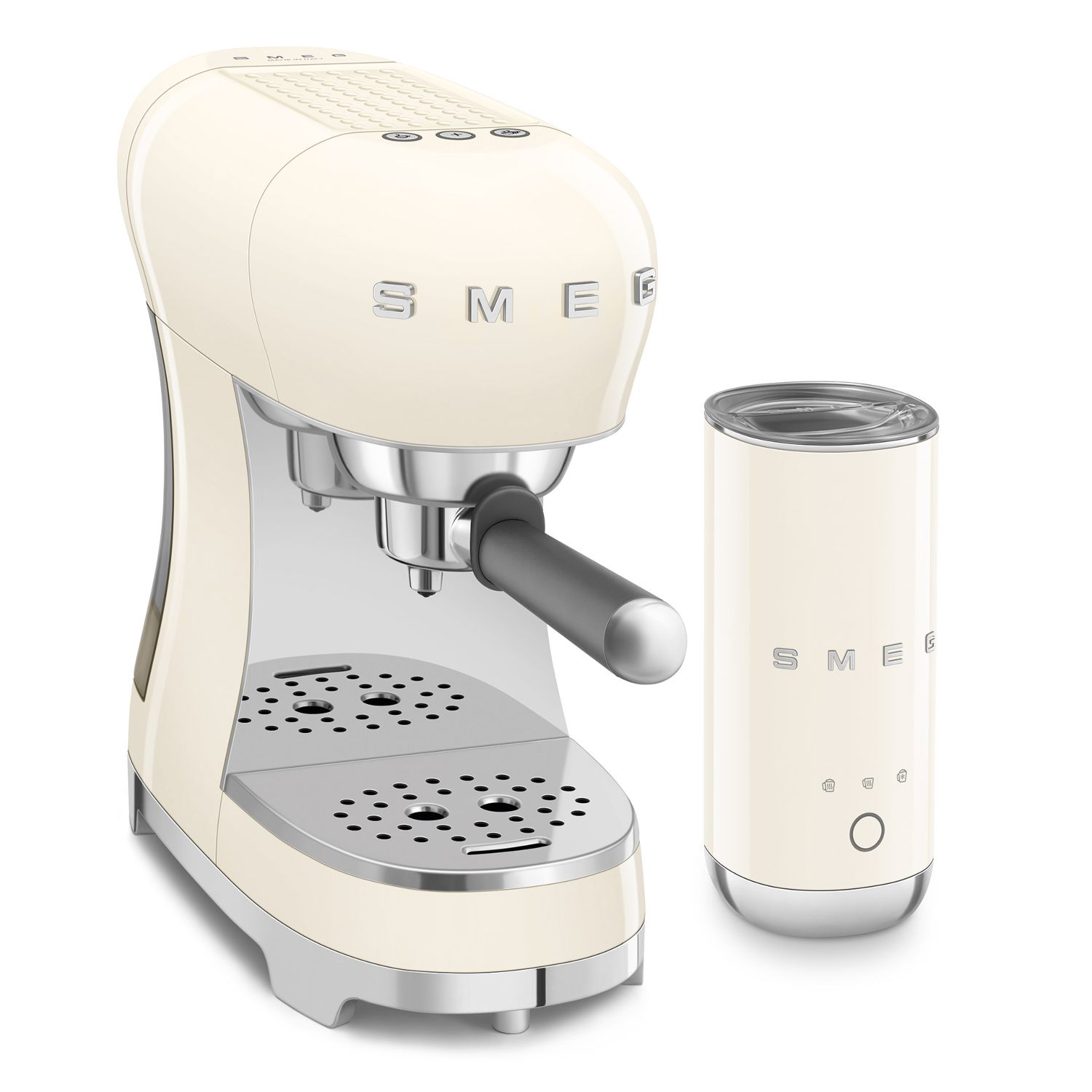 SMEG - Siebträgermaschine und Milchaufschäumer ECF12 creme