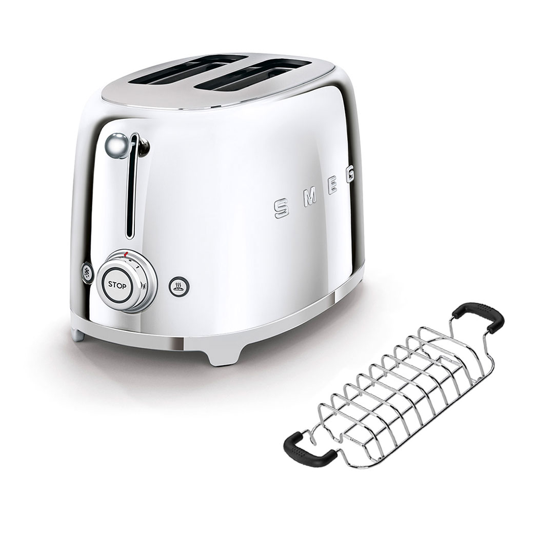 chrome smeg toaster broetchenaufstatz set 55396