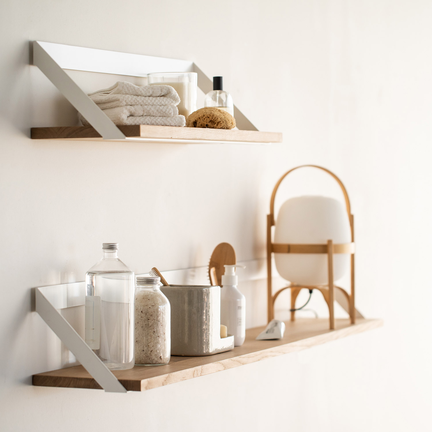 ribbon ethnicraft wandregal eiche weiss 84073