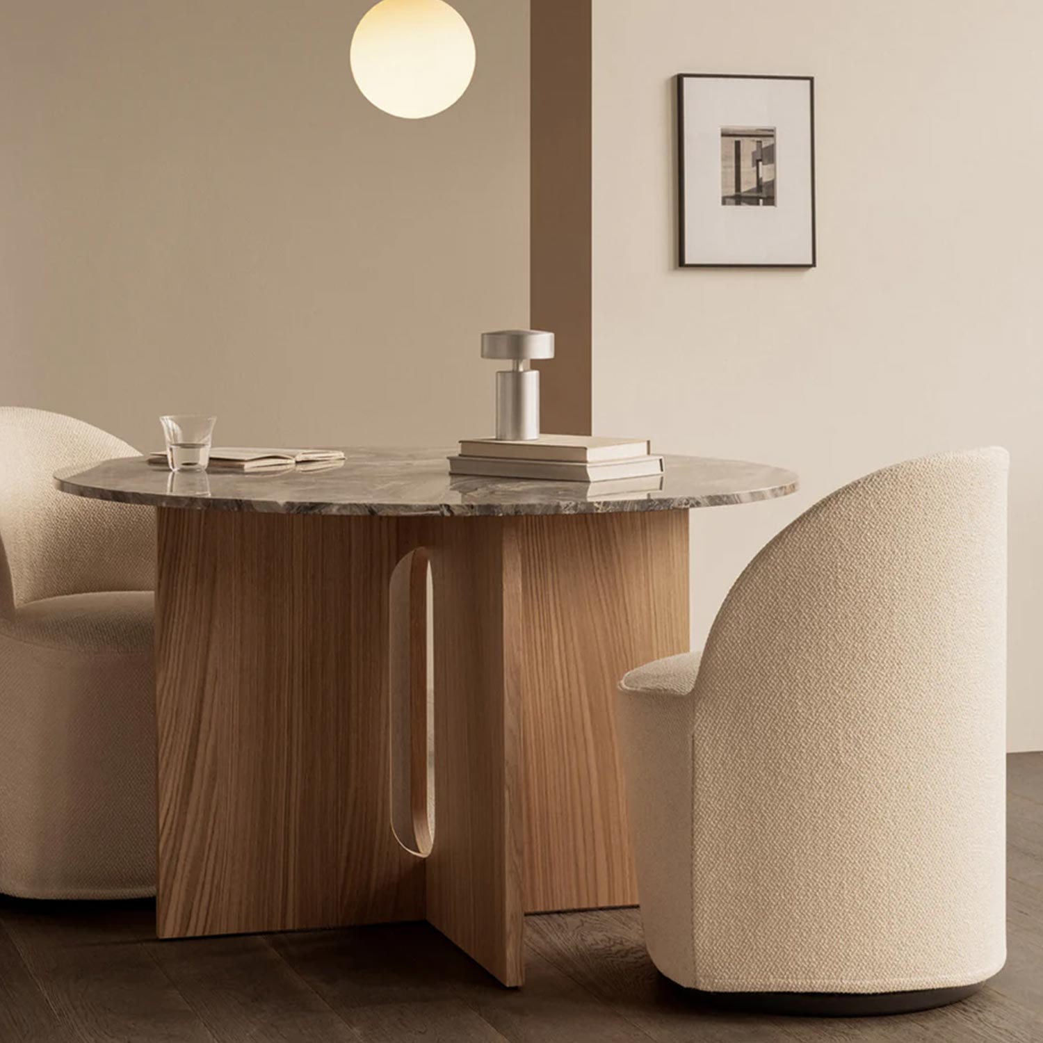 Audo - Androgyne Ø120 cm Natural Oak/Grey Galaxy Marble